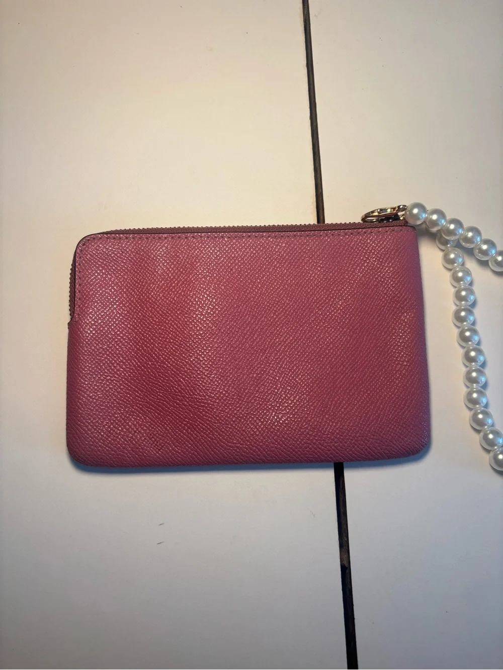 Coach Pink Pearl-Handle Zip Wristlet
